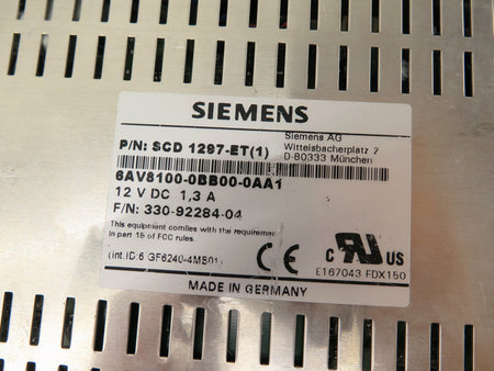 Siemens SCD 1297-ET(1) Backplate & Control board ONLY NO SCREEN - Advance Operations