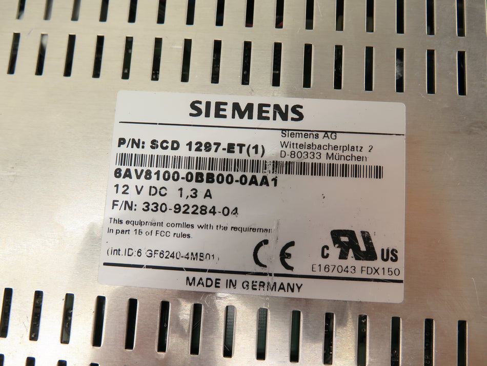 Siemens SCD 1297-ET(1) Backplate & Control board ONLY NO SCREEN - Advance Operations
