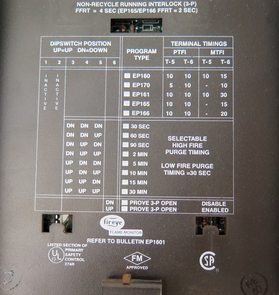 Fireye EB-700 / EP170 Programmer & EUV1 Flame Amplifier EP1601 - Advance Operations