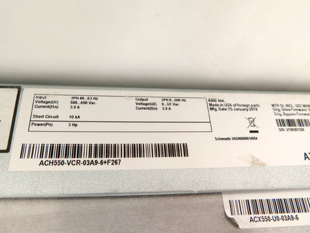 ABB ACH550-VCR-03A9-6 AC Drive 3HP 500-600Vac 3.9A - Advance Operations