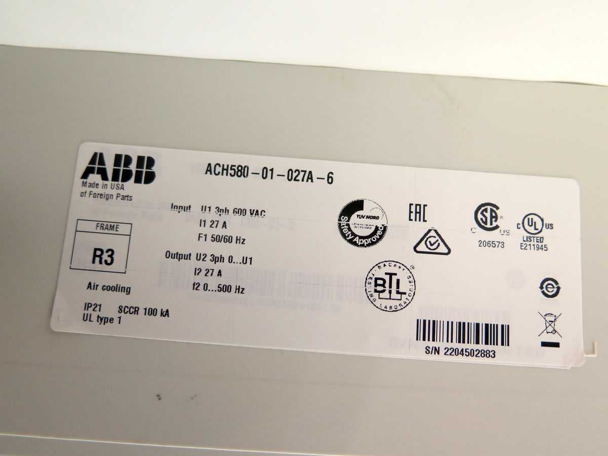 ABB ACH580-01-027A-6 AC Drive 25HP 600V 27A - Advance Operations