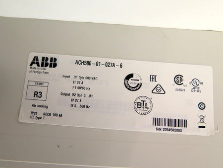 ABB ACH580-01-027A-6 AC Drive 25HP 600V 27A - Advance Operations