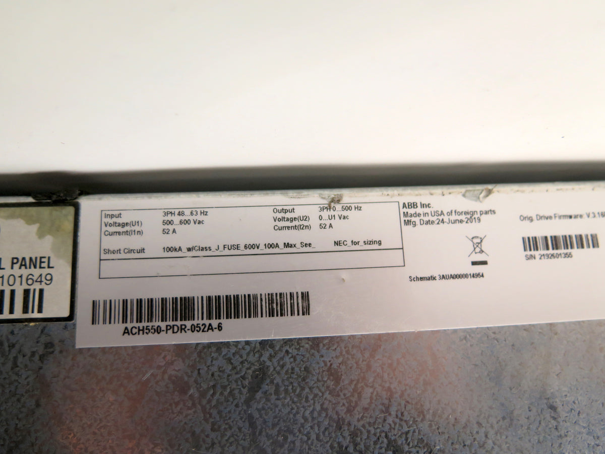 ABB ACH550-PDR-052A-6 Asembly / ACX550-U0-052A-6 Ac Drive 50HP 500/600Vac 52A - Advance Operations