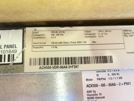 ABB ACH550-VDR-06A6-2 AC Drive 1.5HP 208-240Vac 6.6A - Advance Operations