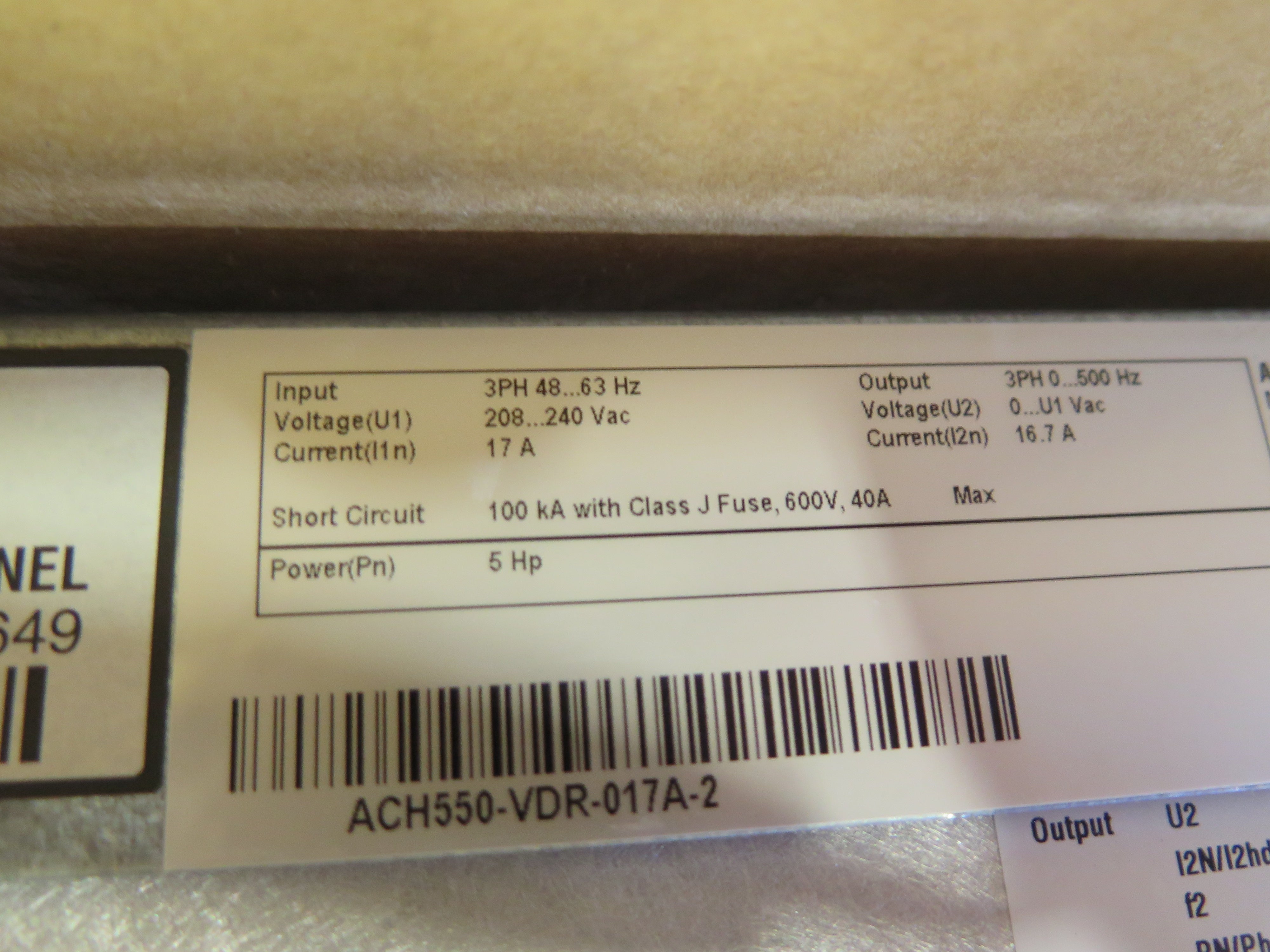 ABB ACH550-VDR-017A-2 AC Drive 5HP 208-240Vac 17A - Advance Operations