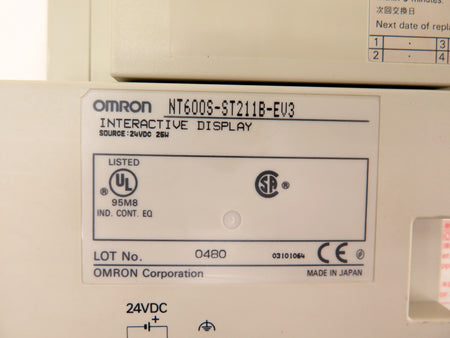Omron NT600S-ST211B-EV3 Interactive Display HMI Module 24VDC - Advance Operations