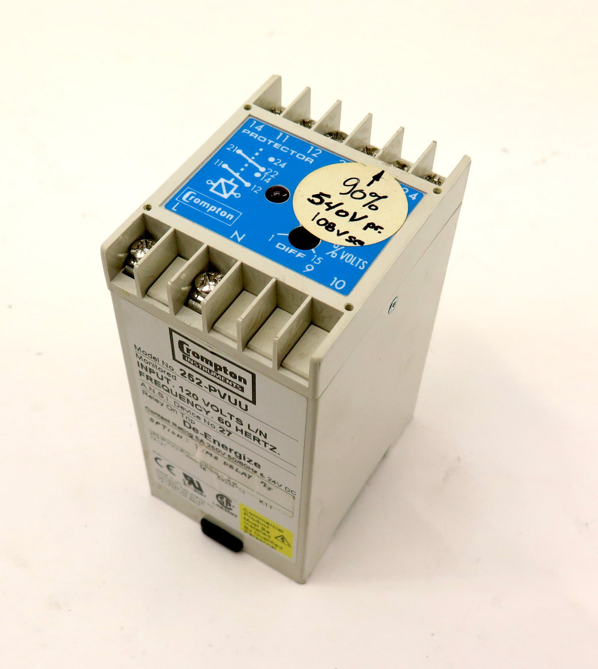 Crompton 252-PVUU Protector Relay 120V DE-Energize - Advance Operations