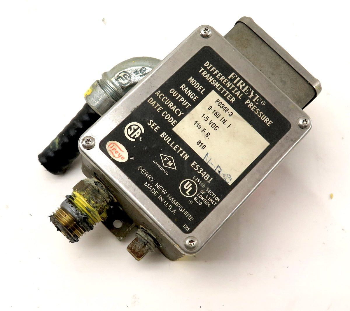 Fireye PS348-3 1-5VDC 0-160In. Differential Pressure Transmitter - Advance Operations