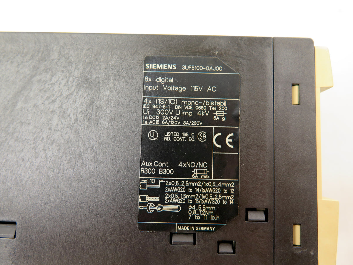 Siemens 3UF5100-0AJ00 Extension Module 8 Inputs 4 Outputs 115Vac SIMOCODE-DP - Advance Operations