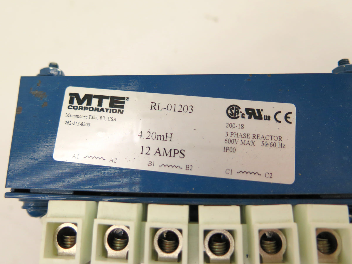 MTE RL-01203 3 Phase Reactor 600V Max 50/60Hz 4.20mH 12A - Advance Operations