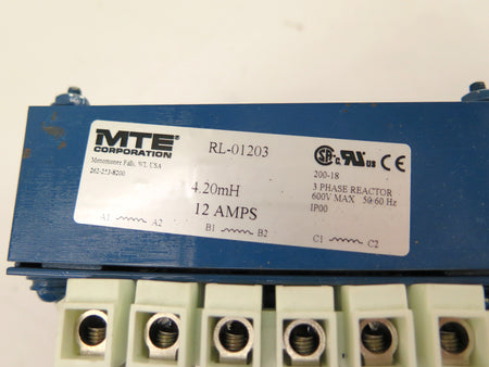 MTE RL-01203 3 Phase Reactor 600V Max 50/60Hz 4.20mH 12A - Advance Operations
