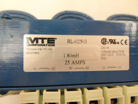 MTE RL-02503 3 Phase Reactor 600V Max 1.80mH 25A - Advance Operations