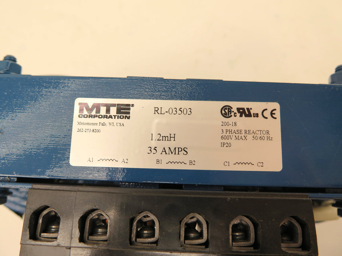 MTE RL-03503 3 Phase Reactor 600V Max 50/60 1.2mH 35A - Advance Operations