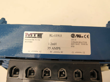 MTE RL-03503 3 Phase Reactor 600V Max 50/60 1.2mH 35A - Advance Operations