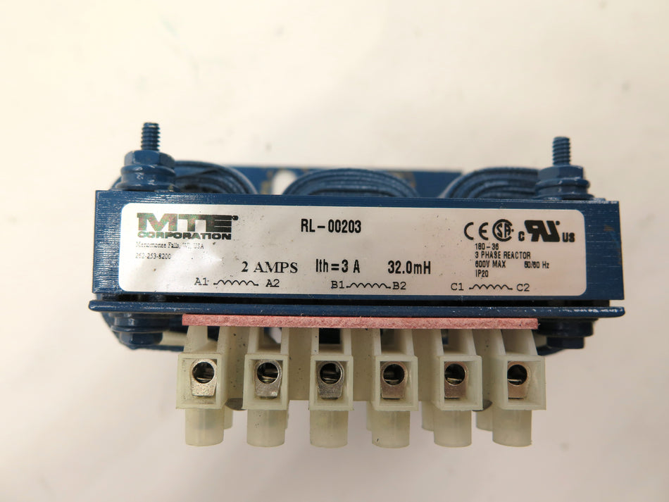 MTE RL-00203 3 Phase Line Reactor 600V Max 50/60Hz 2A 32.0mH - Advance Operations