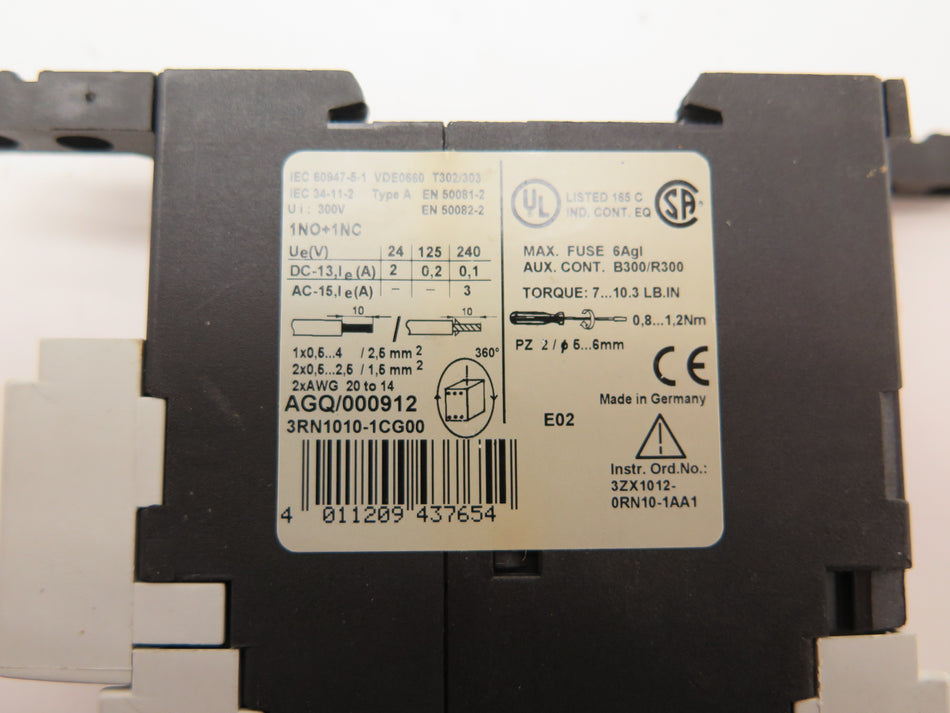 Siemens 3RN1010-1CG00 Relay 110-120Vac - Advance Operations