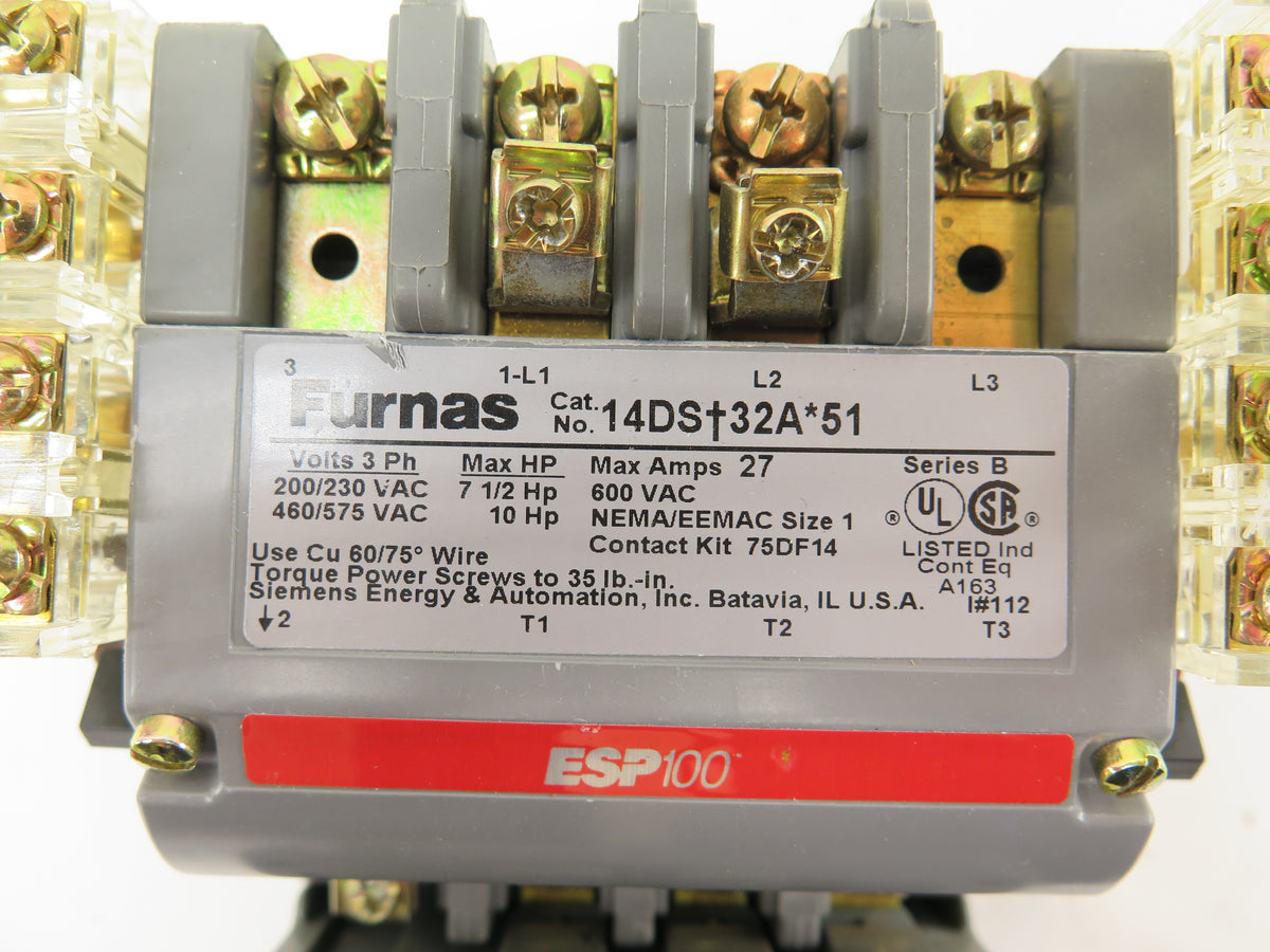 Furnas 14DS+32A*51 Starter Size 1 & 48ASD3M10 Overload Relay 2.5-10A 600VAC - Advance Operations