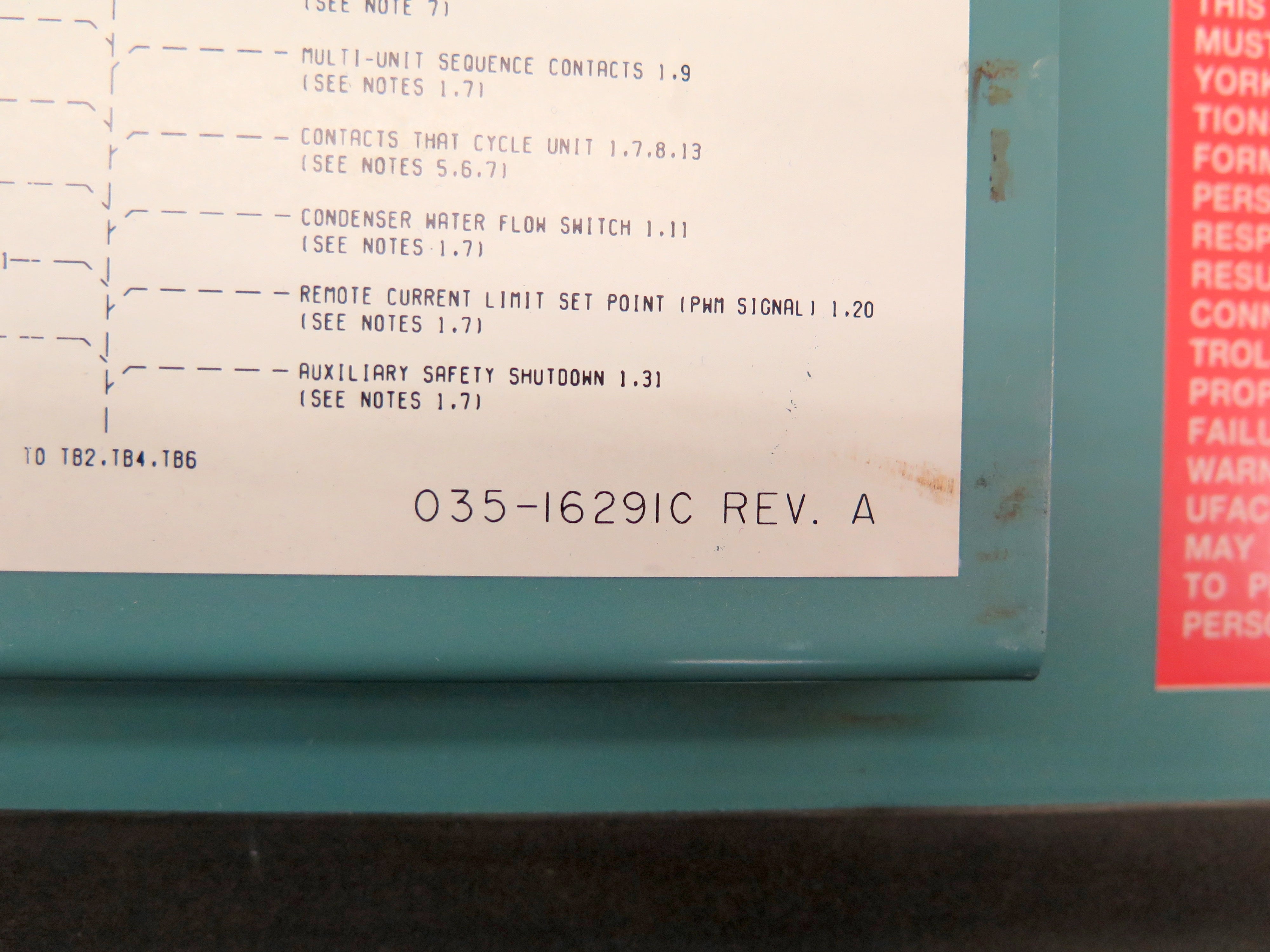 YORK 035-16291C Rev.A / 024-27840-001 Door Operator Keypad Kit - Advance Operations