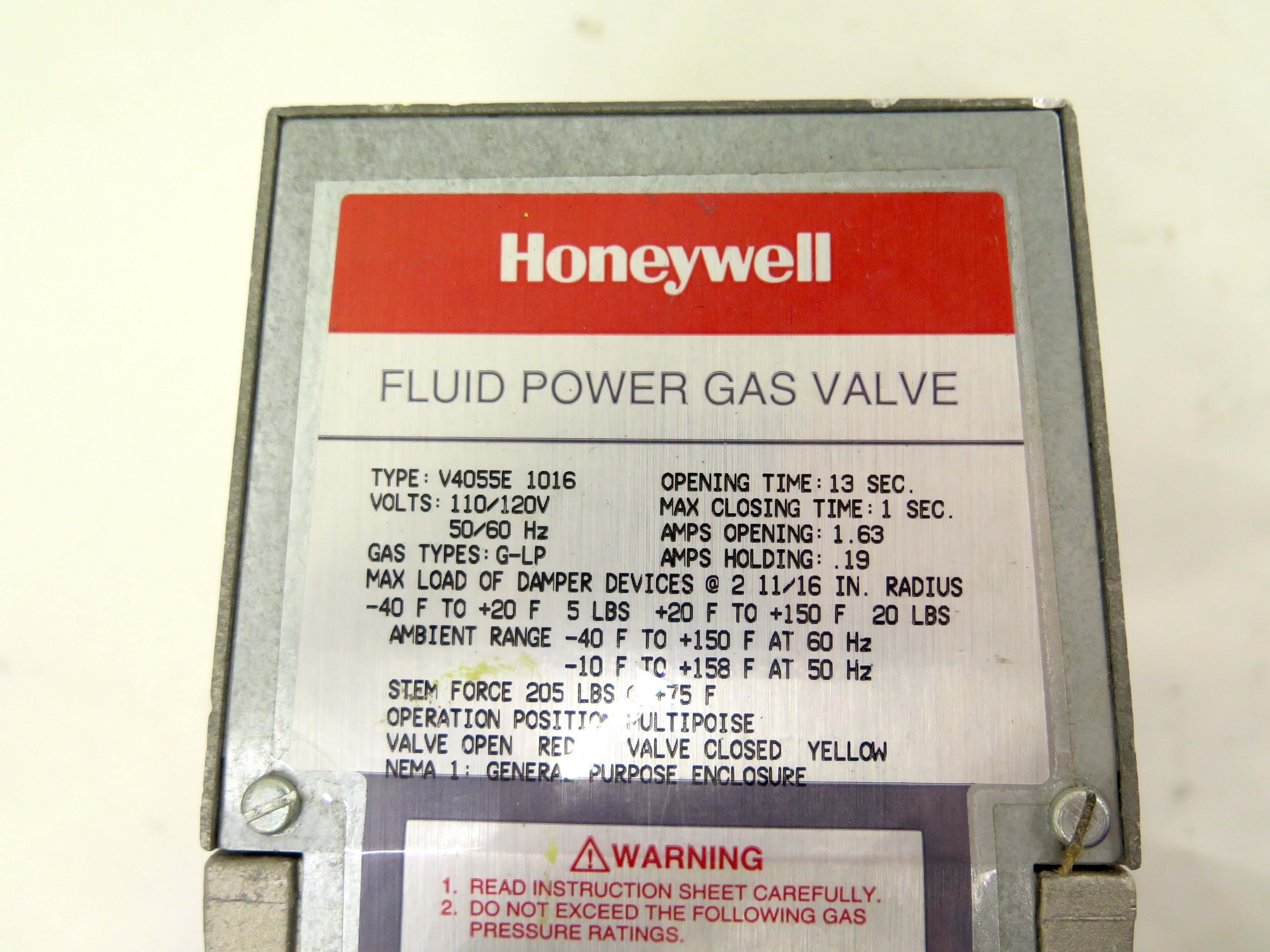 Honeywell V5055C 1109 4" flanged Gas Valve & V4055E 1016 Power Actuator - Advance Operations