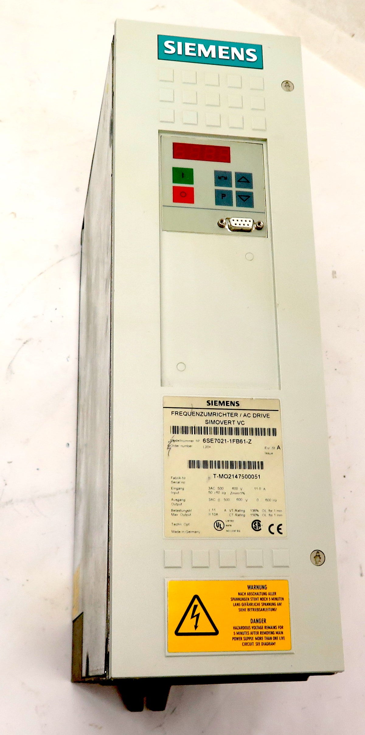 Siemens 6SE7021-1FB61-Z AC Drive Simovert VC 600V - Advance Operations