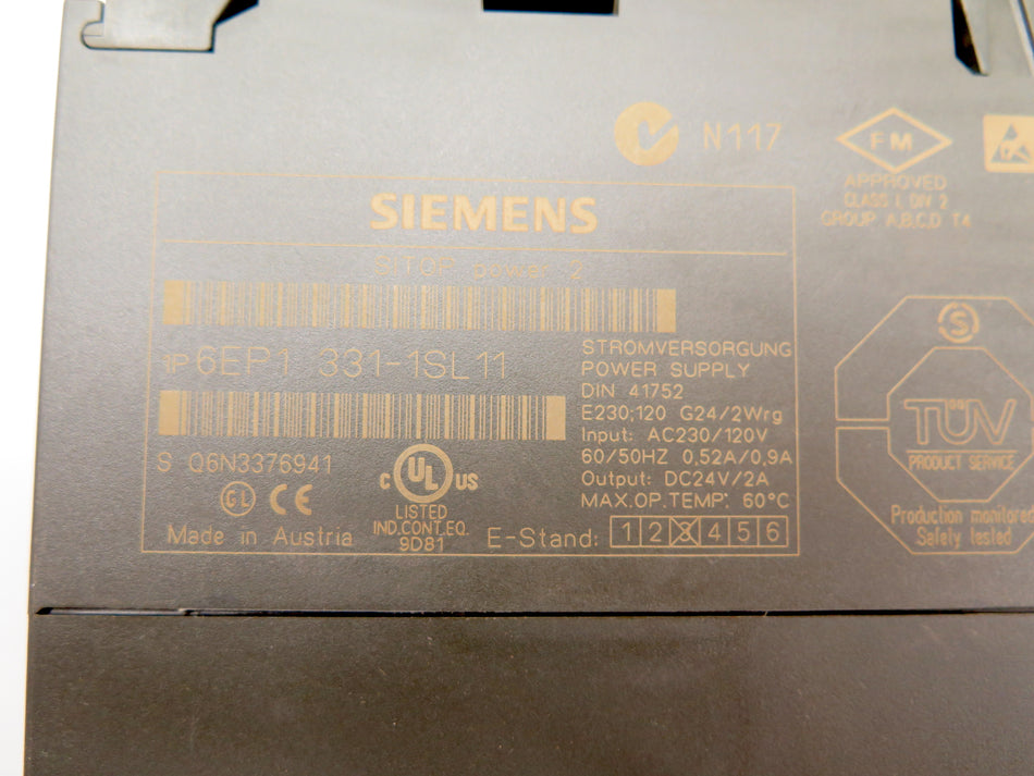 Siemens 6EP1 331-1SL11 Sitop Power 2 Power Supply 120V - Advance Operations