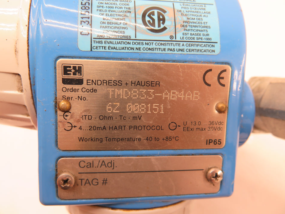 Endress + Hauser TMD833-AB4AB Temperature Transmitter - Advance Operations