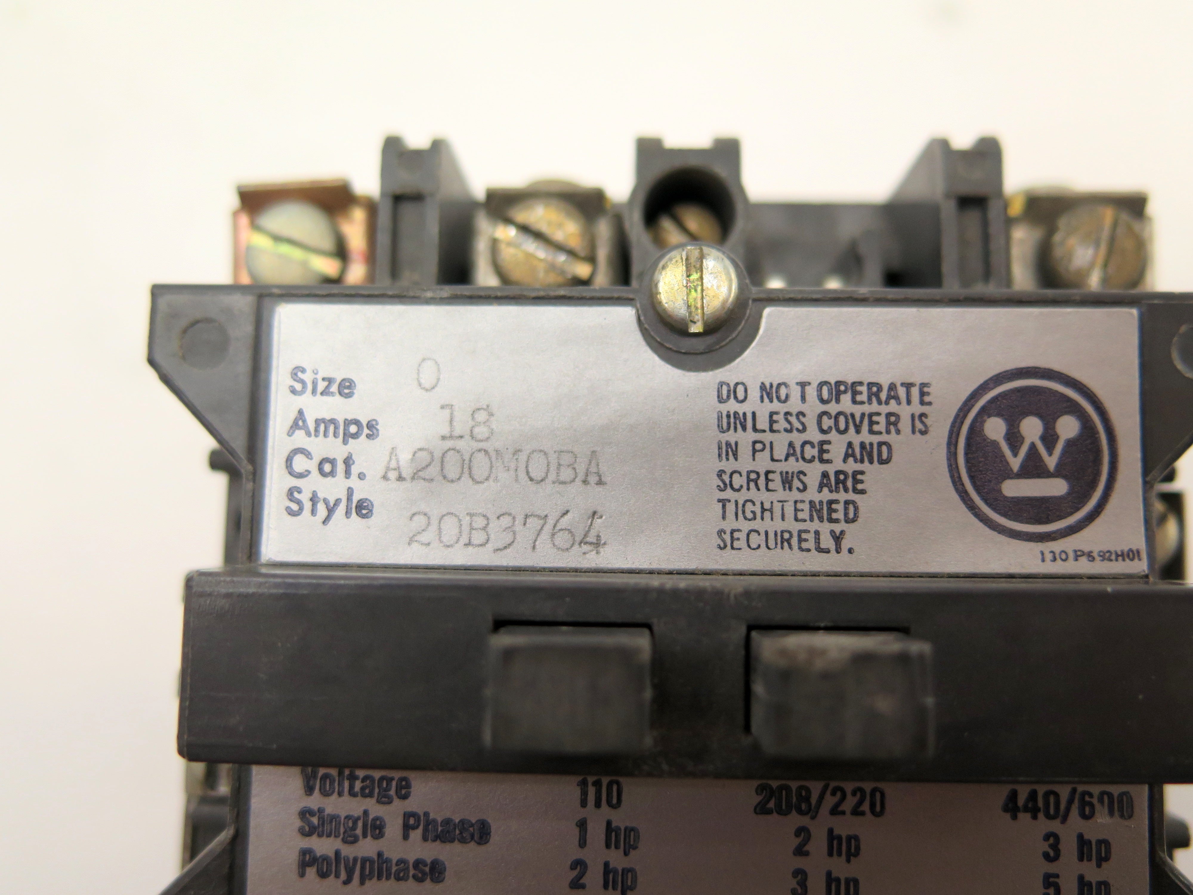 Westinghouse A200M0BA 110-600Vac 5HP Motor Starter - Advance Operations