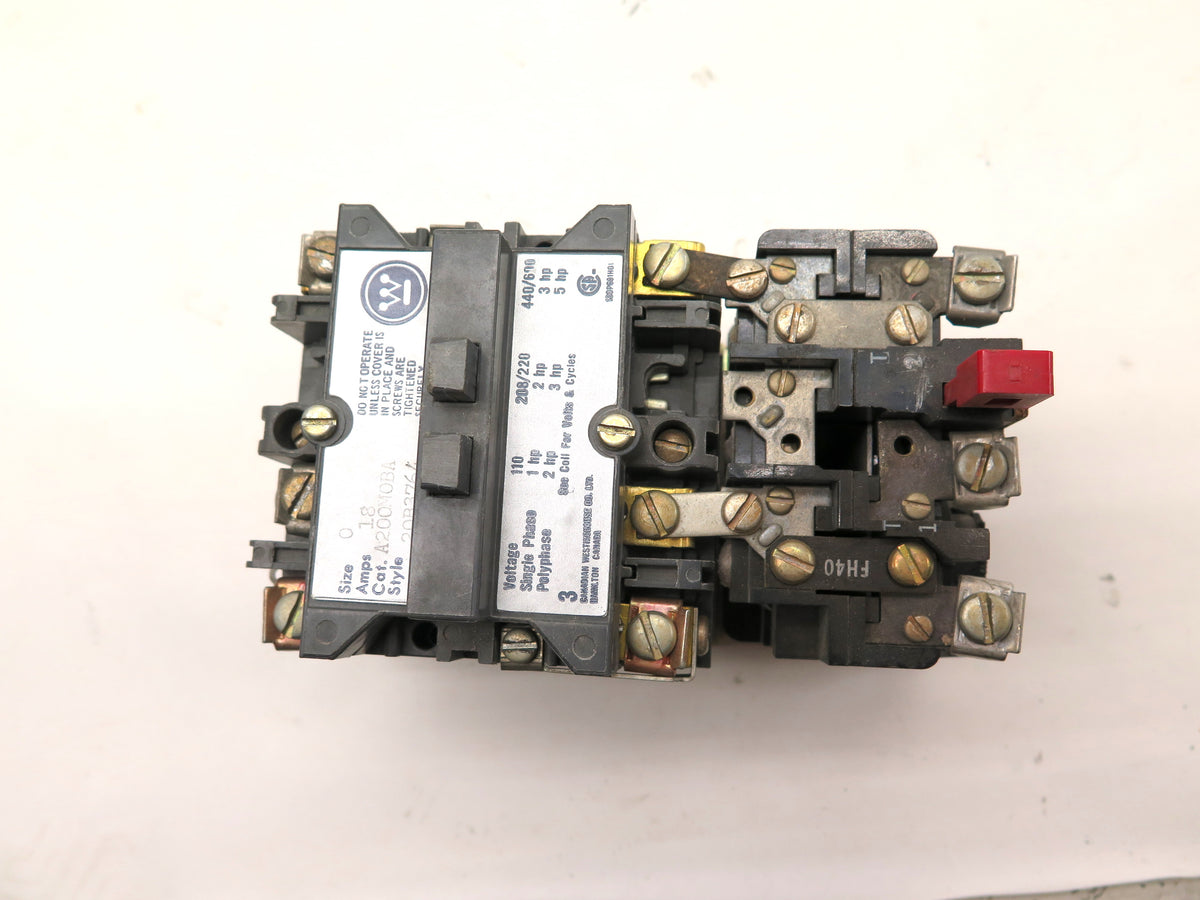 Westinghouse A200M0BA 110-600Vac 5HP Motor Starter - Advance Operations