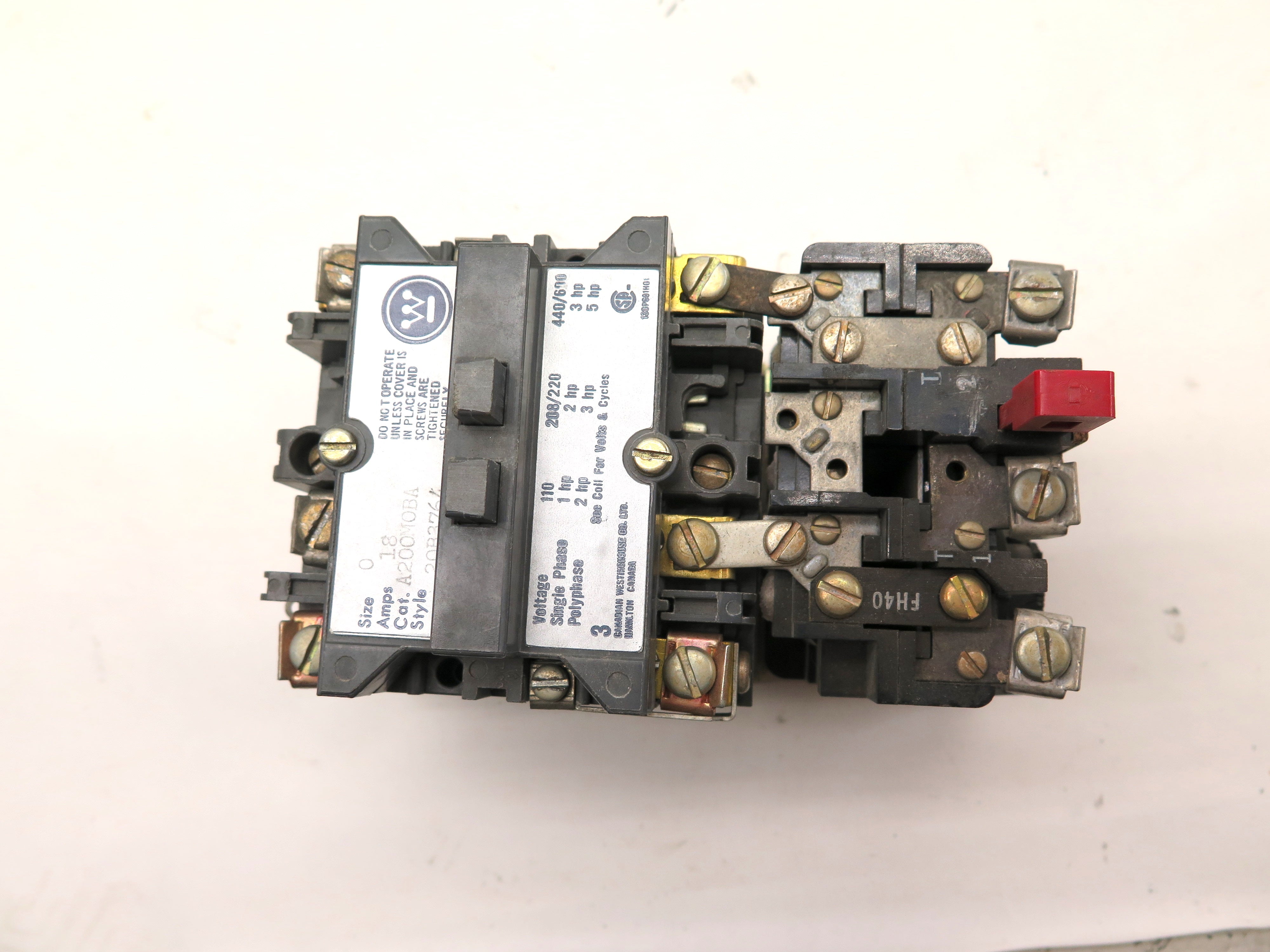 Westinghouse A200M0BA 110-600Vac 5HP Motor Starter - Advance Operations