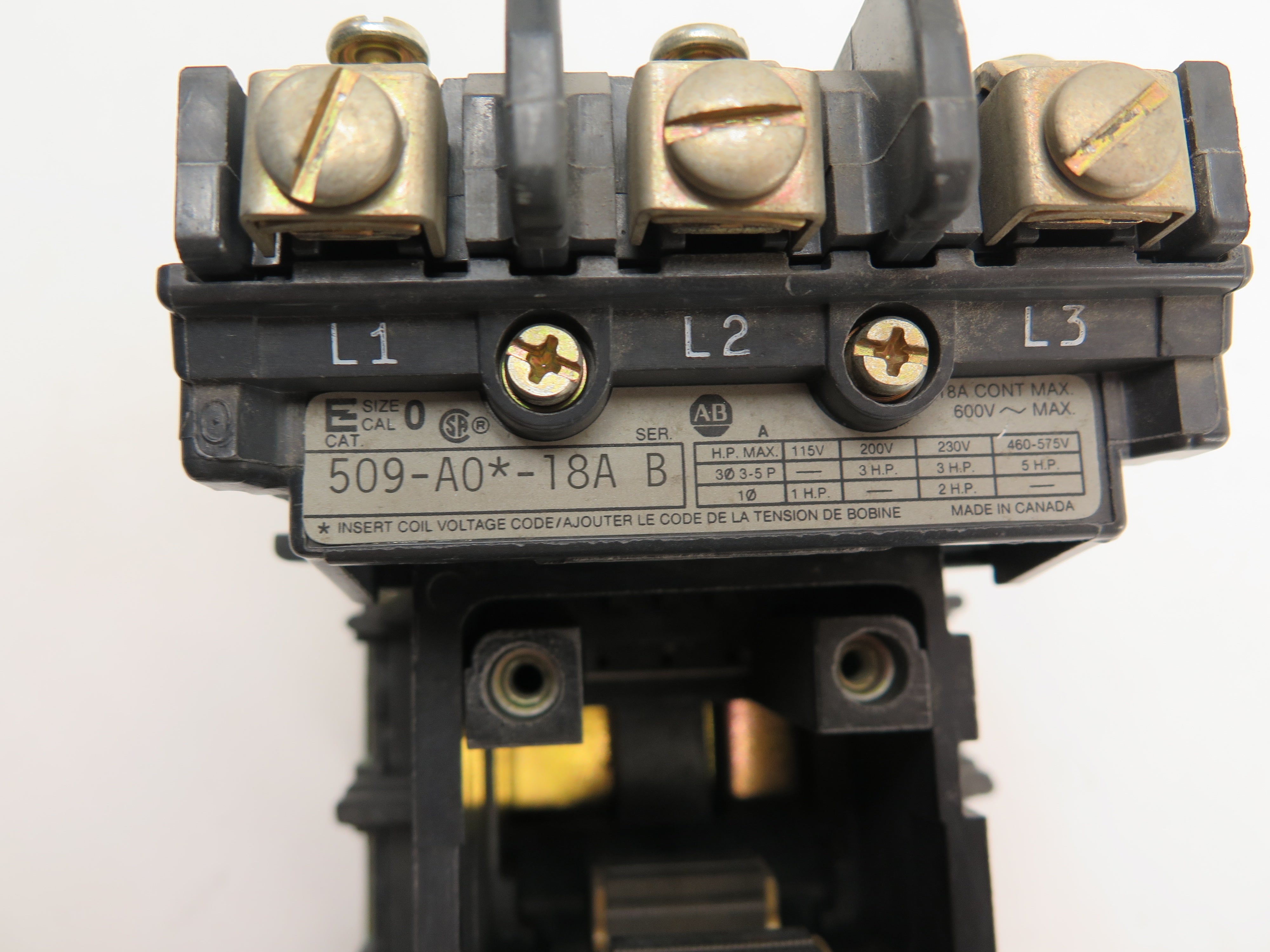 Allen-Bradley 509-A0*-18A SER.B Starter Size 1 - Advance Operations