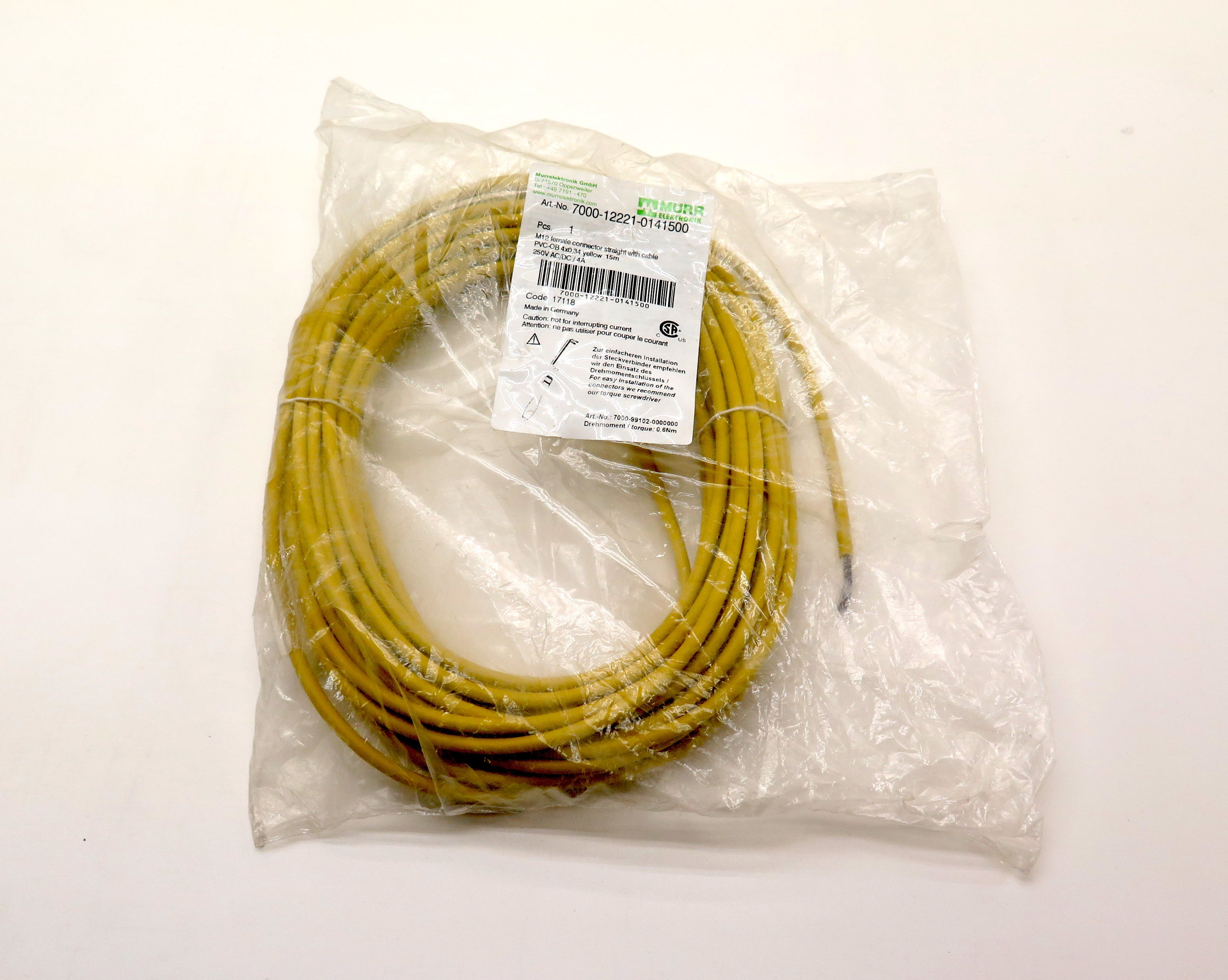 Murr Elektronik 7000-12221-0141500 M12 Female Connector Straight  15M - Advance Operations