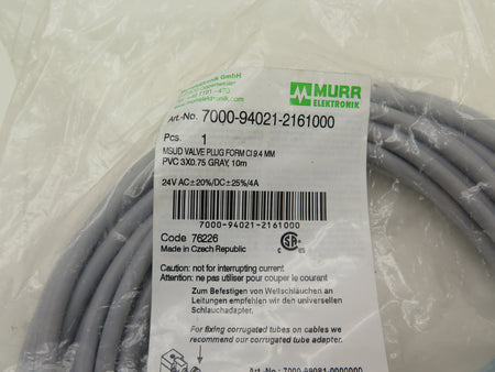 Murr Elektronik 7000-94021-2161000 MSUD Valve Plug Form CI 10m - Advance Operations