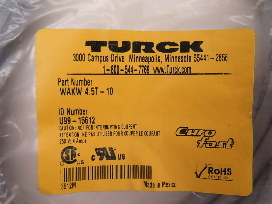 Turck U99-15612 Automation Cable 4.5T-10 - Advance Operations