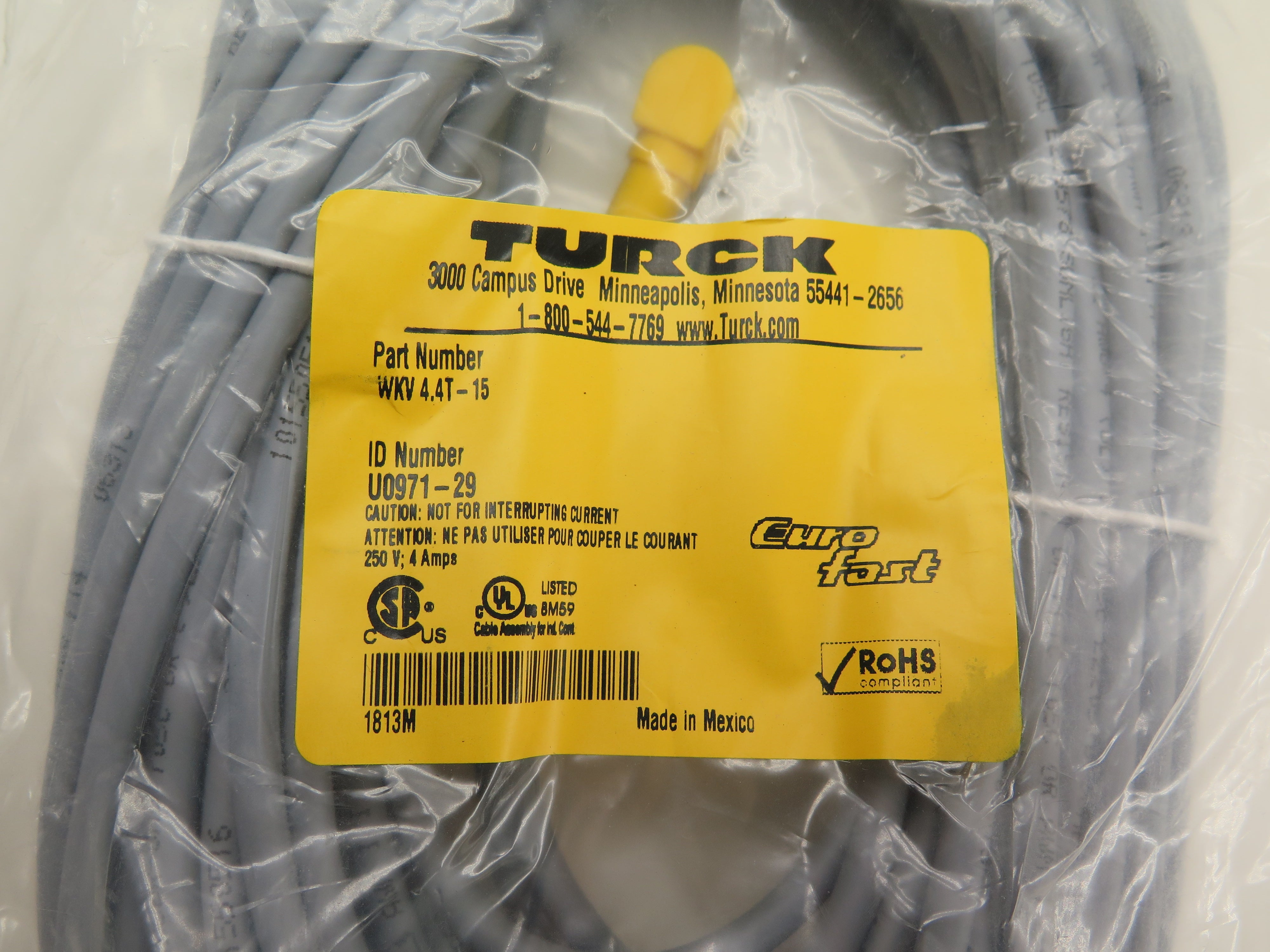 Turck U0971-29 Eurofast Cordset Automation Cable - Advance Operations