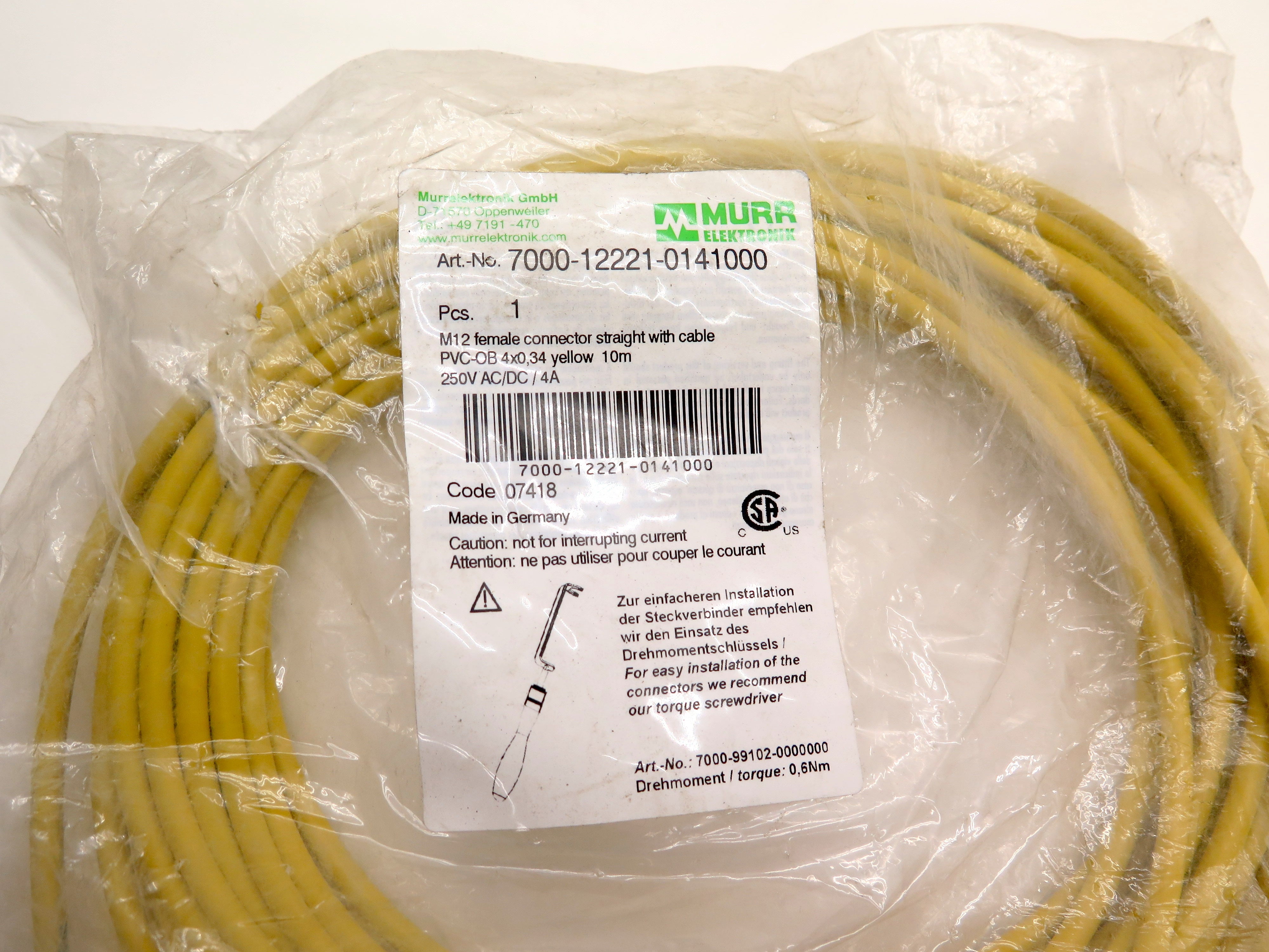 MurrElektronik 7000-12221-0141000 Female PVC Cable 10M - Advance Operations