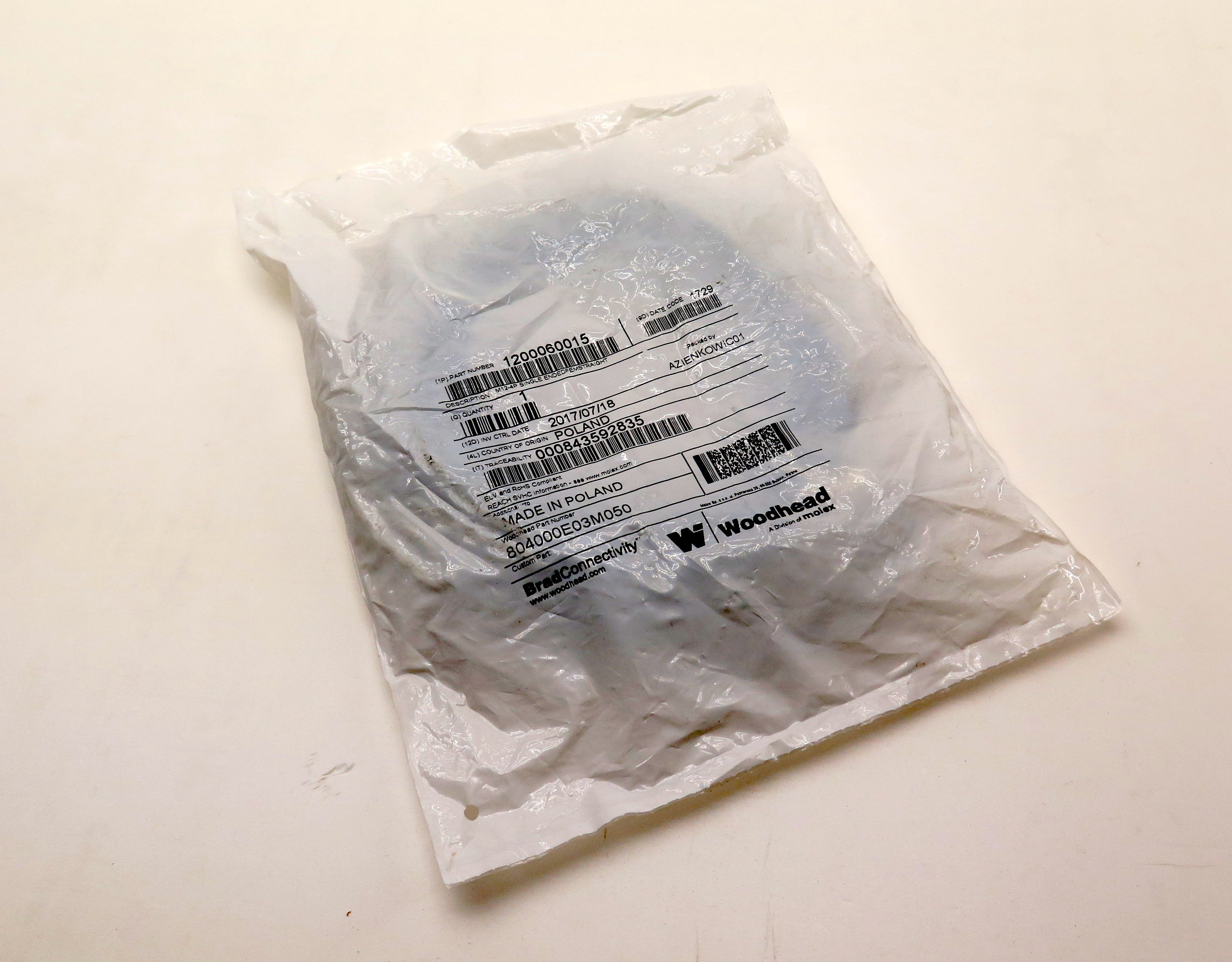 Woodhead 804000E03M050 M12-4P Connector Cable - Advance Operations