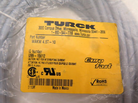 Turck U99-15612 EuroFast Cordset WAKW 4.5T-10 - Advance Operations