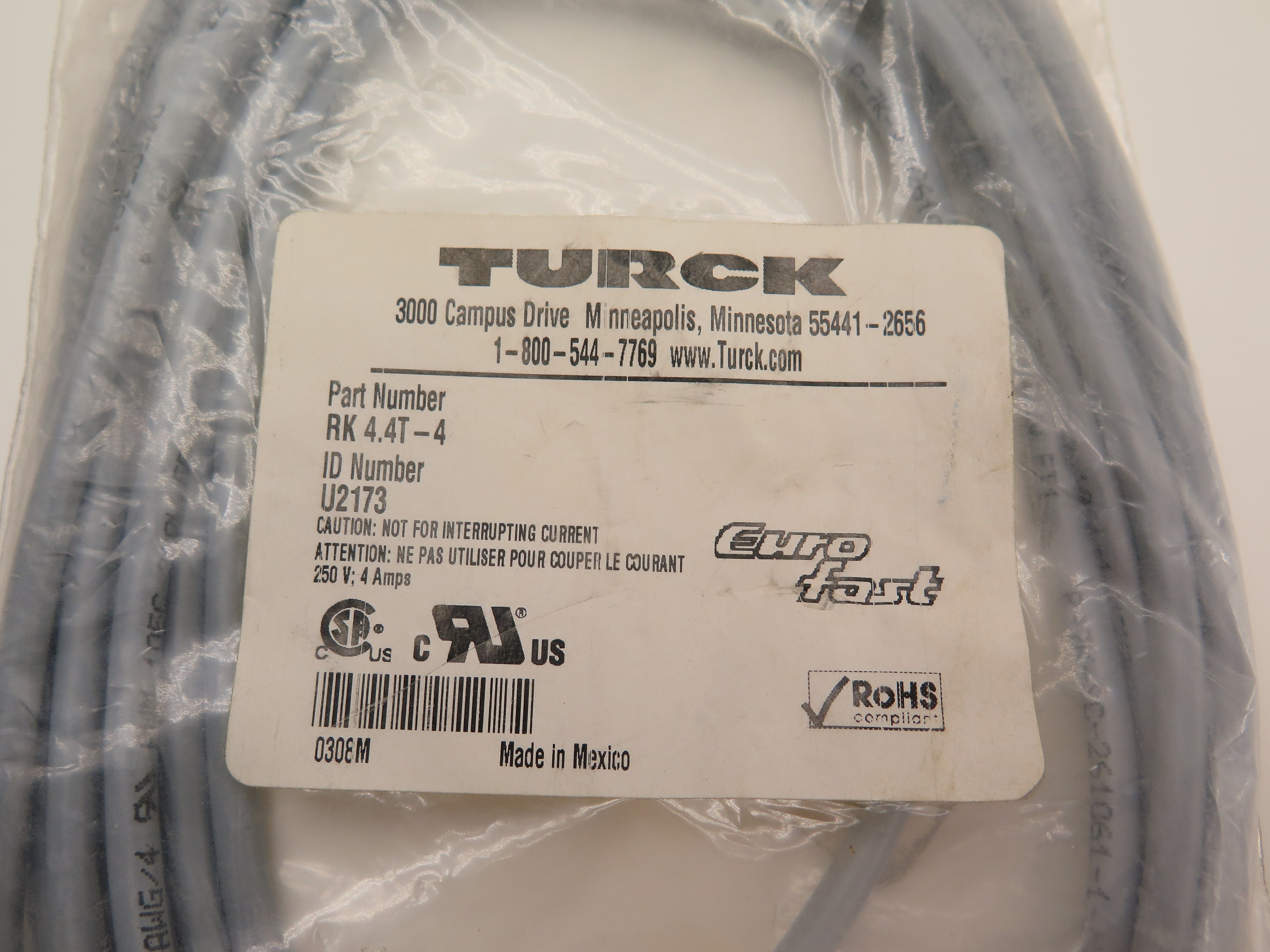 Turck U2173 / RK 4.4T-4 Automation Cable Set - Advance Operations