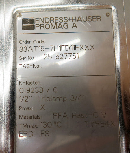Endress + Hauser 33AT15-7H1FD11FXXX Flow Meter - Advance Operations
