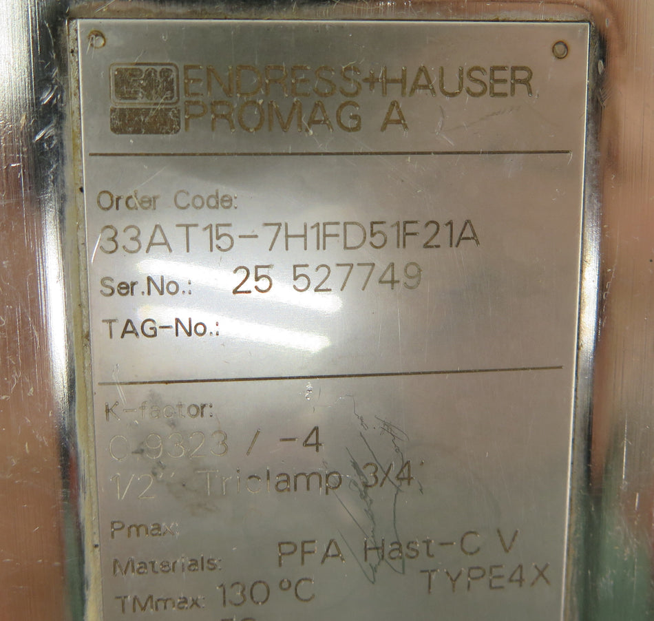 Endress + Hauser 33AT15-7H1FD51F21A Flowmeter 1/2" - Advance Operations