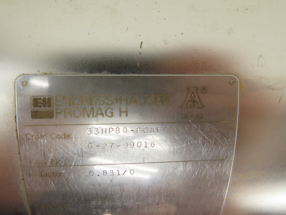 Endress + Hauser 65F25-AE2AG1AAABAA Flow Meter 3" Stainless Steel Promag H - Advance Operations