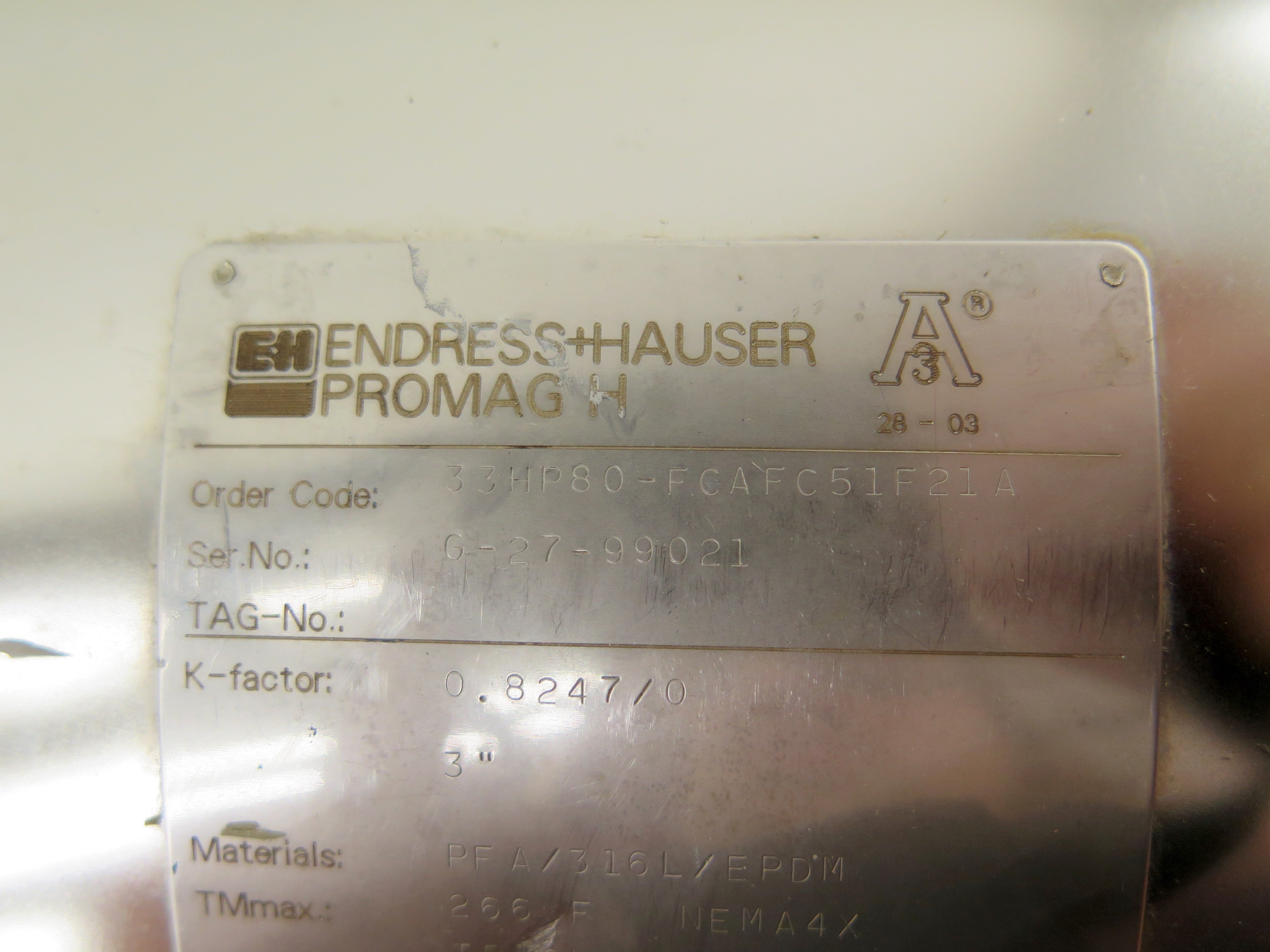 Endress + Hauser 33HP80-FCAFC51F21A Promag H Flow Meter 3" Stainless Steel - Advance Operations