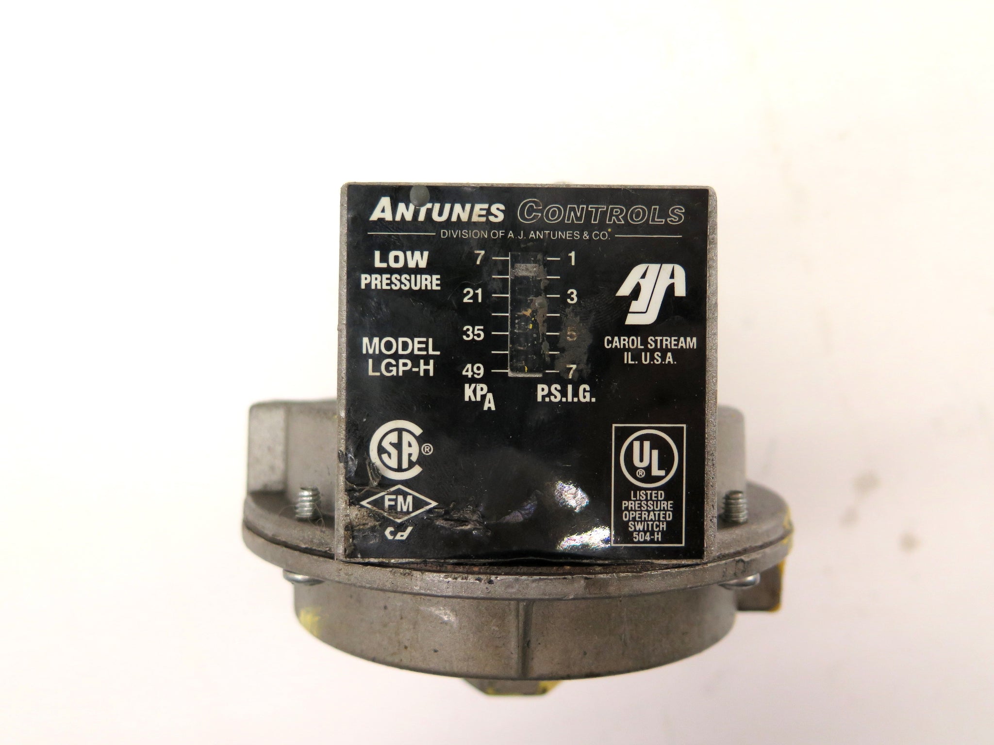 Antunes Controls LGPH Low Pressure Gas Pressure Switch NO COVER