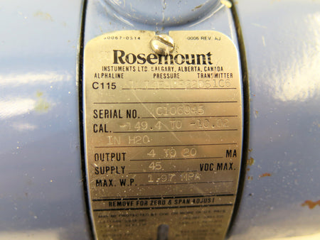 Rosemount C115 1L T4FACF22DS1C6 Pressure Transmitter - Advance Operations