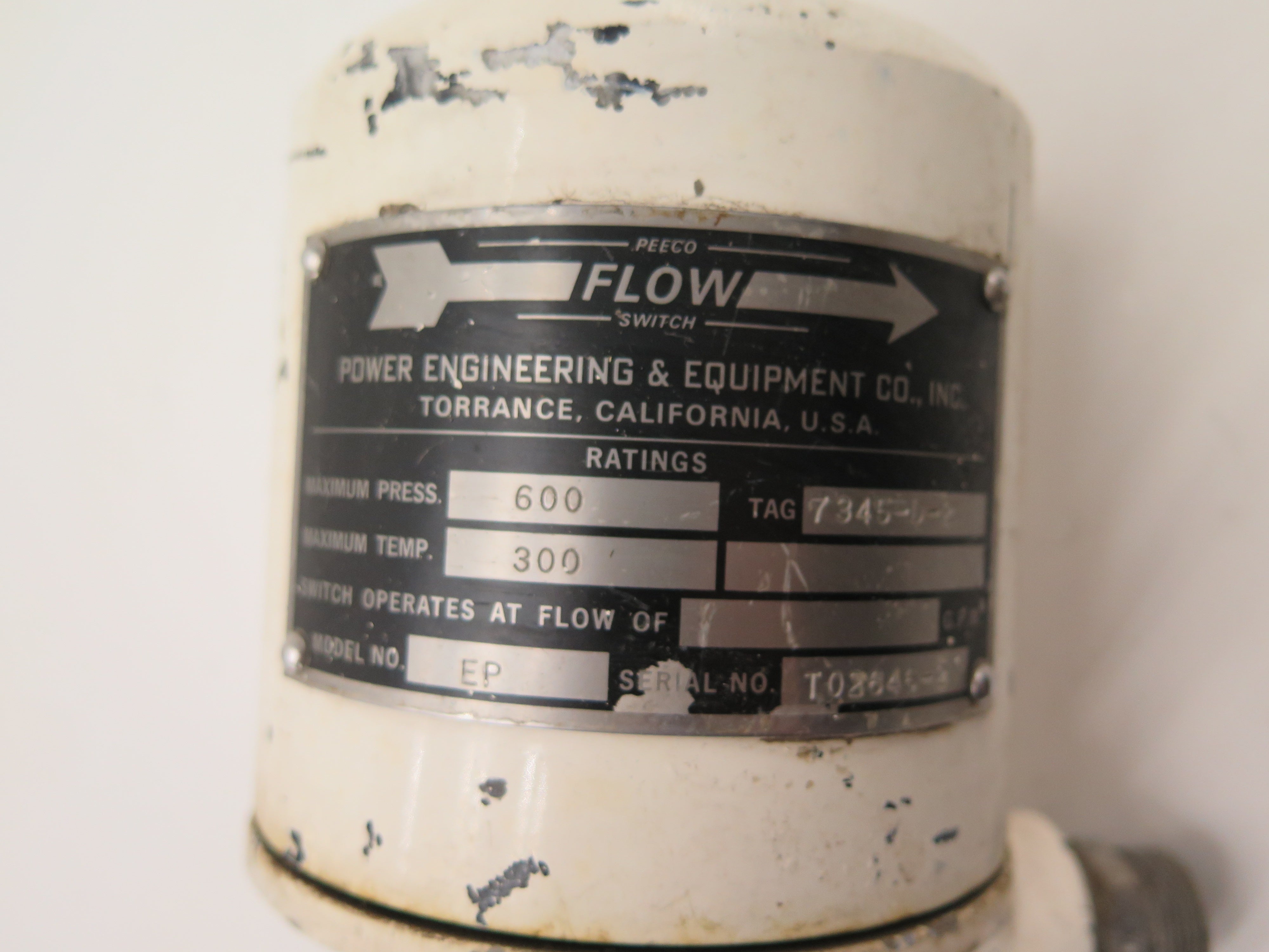 Peeco / Power Engineering & Equipment Co Model: EP / 7345-D-2 Flow Switch - Advance Operations