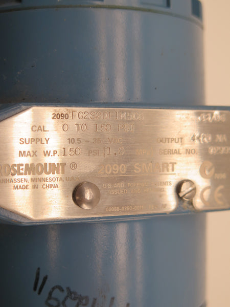 Rosemount 2090 FG2S2DF1M5C6 Pressure Tansmitter 0 to 150PSI - Advance Operations