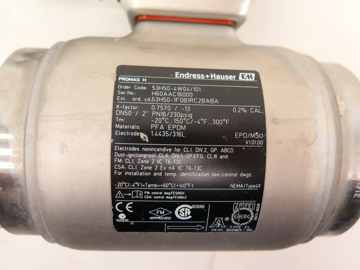 Endress + Hauser 53H50-4W04/101 Flow Meter Stainless Steel 2" - Advance Operations