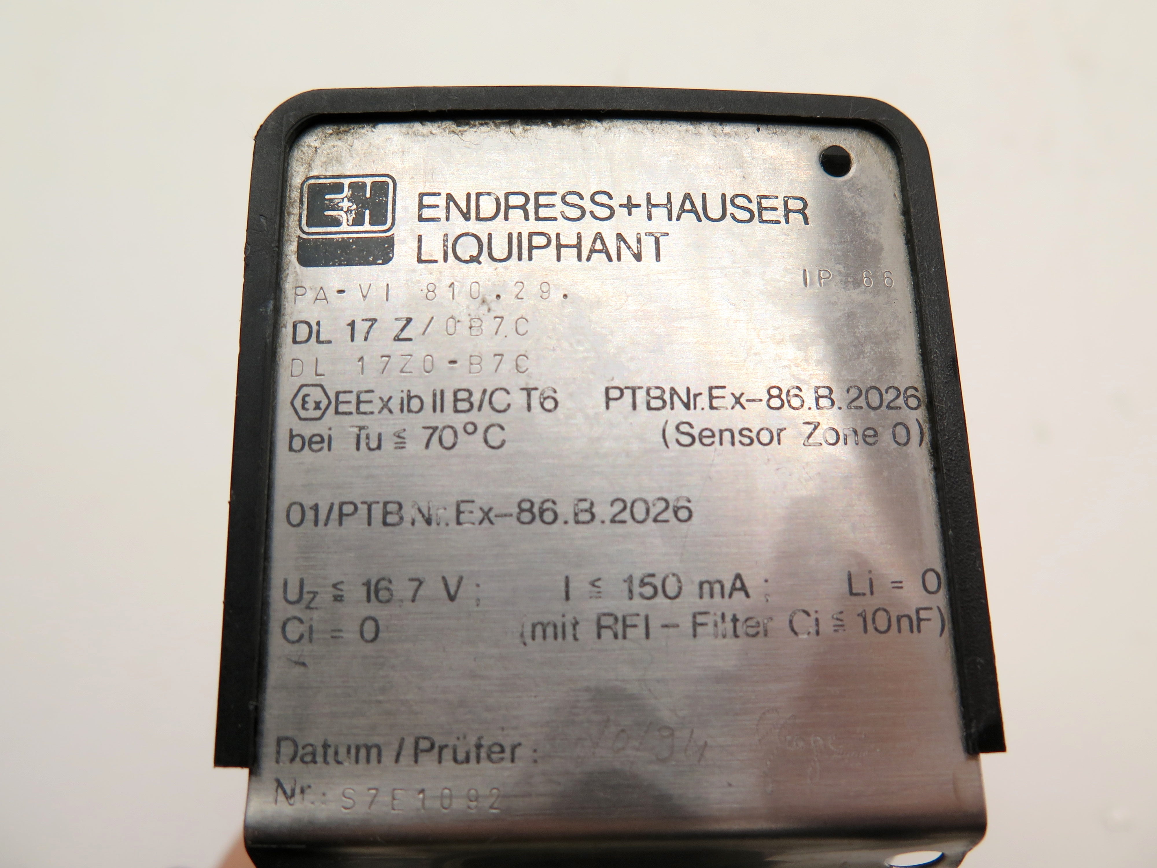 Endress + Hauser DL 17Z0-B7C Limit Switch Liquiphant - Advance Operations