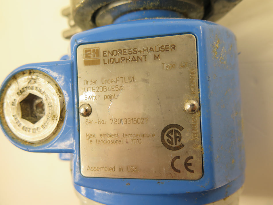 Endress + Hauser FTL UTE2DB4E5A Liquiphant M Point Level Switch - Advance Operations