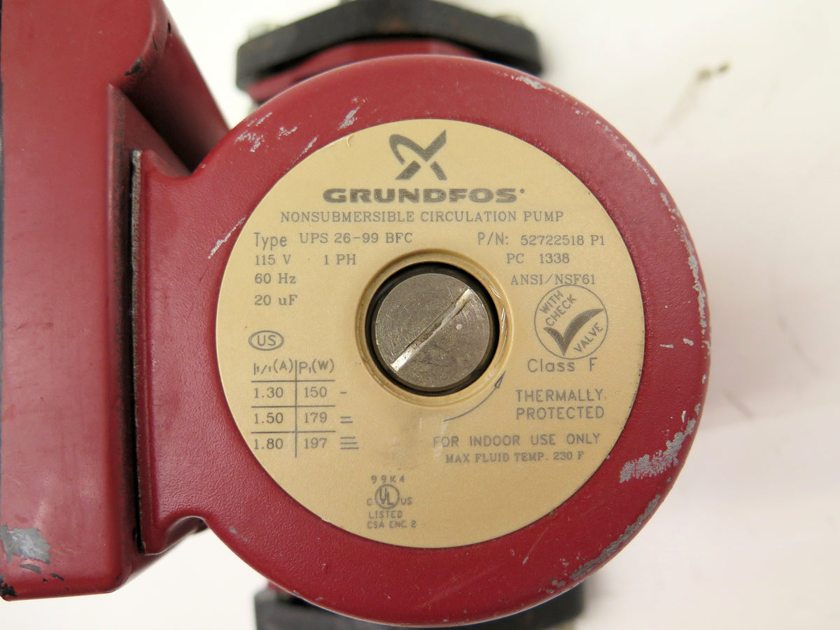 Grundfos 52722518 P1 Nonsubmersible Circulator Pump 120V / UPS 26-99 BFC - Advance Operations